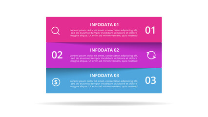 Rectangles infographic with 3 steps, options, parts or processes. Business data visualization.