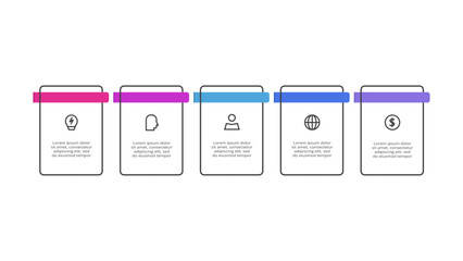 Rectangles infographic with 5 steps, options, parts or processes. Business data visualization.