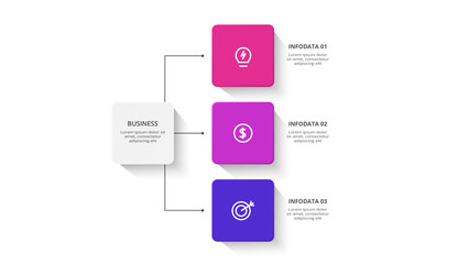 Obraz premium Rectangles infographic with 3 steps, options, parts or processes. Business data visualization.
