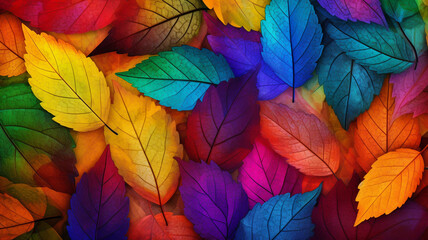 Fototapeta na wymiar Fall theme background colorful autumn leaves pattern