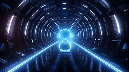 Abstract 3d wireframe futuristic geometric tunnel background