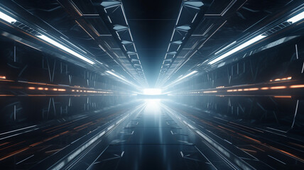 Fototapeta na wymiar Abstract 3d wireframe futuristic geometric tunnel background
