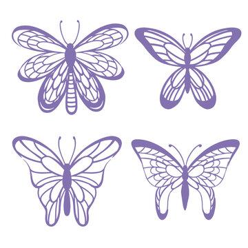 Colorful butterfly insect cartoon style animal design vector illustration isolated on white background