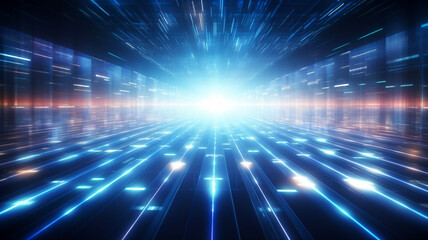 Obraz premium Technology 3d bright blue modern data conncection background banner or header