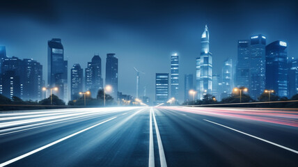 Fototapeta na wymiar City road light, night megapolis highway lights of cityscape background. Panorama of megacity traffic with highway road motion lights trails, long exposure photography