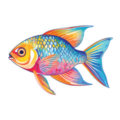 Hand Drawn Flat Color Rainbowfish Illustration