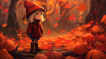 Naklejka premium Autumn theme background art, fall colors with leaves