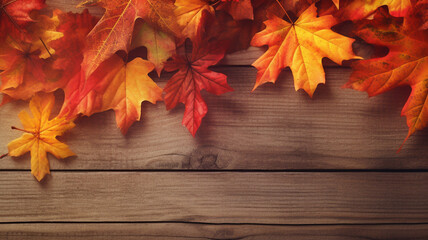 Naklejka na ściany i meble Autumn theme background art, fall colors with leaves