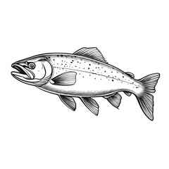 Hand Drawn Sketch Salmon Fish Illustration
