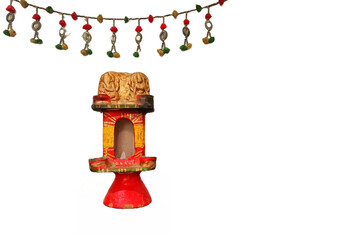 On diwali, doing lakshmi pooja with diya and other indian sweets. Happy diwali template for...