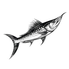 Hand Drawn Sketch Wahoo Fish Illustration

