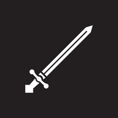 Knight sword icon silhouette isolated on a black background

