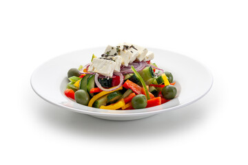 Greek salad with feta cheese, vegetable salad with cheese