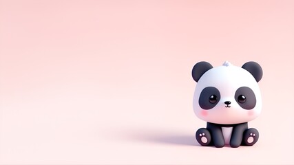 Cute teddy panda bear animal 3D character friend. Love puppy cartoon design toy