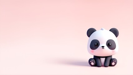 Naklejka premium Cute teddy panda bear animal 3D character friend. Love puppy cartoon design toy