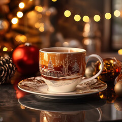 Obraz premium mug of coffee with New Year's mood