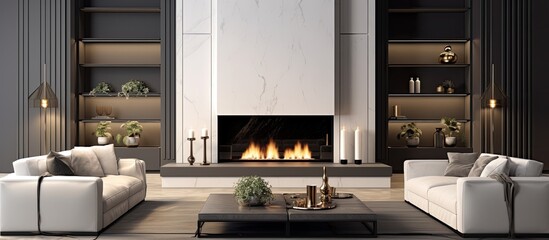 Upscale contemporary living area With copyspace for text