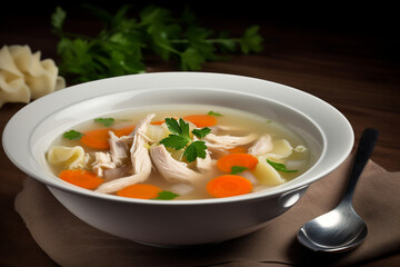 A bowl of chicken soup generative AI