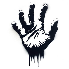 Obraz premium zombie hand stencil-art sprayed in black over white, generative ai