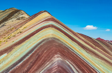 Gorgeous vivid colors of Vinicunca, the majestic rainbow mountain located in Cusco region, Peru