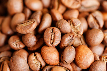 Roasted coffee beans. background. 