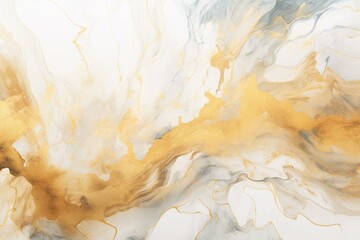 Abstract gold marble with watercolor backdrop, featuring white gold metallic marble in an illustration-style digital art. Generative AI