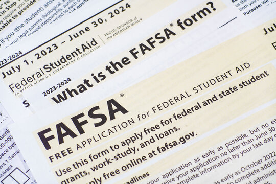 Close up of federal financial aid application
