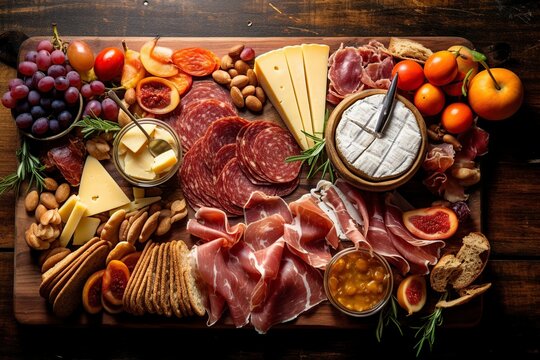 image of different foods on a wooden board