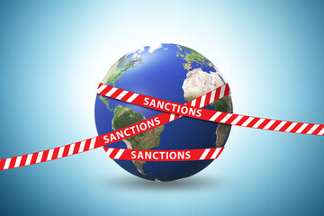 Concept of global political and economic sanctions - obrazy, fototapety, plakaty