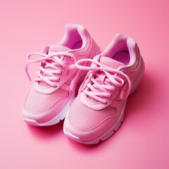 Pair of pink running shoes
