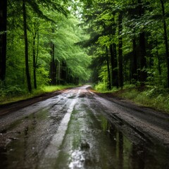 Fototapeta premium Autumn Road in Forest