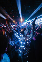 Dancer in Neon Costume at Disco