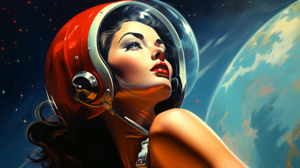Woman in Space Retro Futuristic