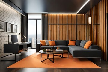 modern living room interior generated by AI technology	