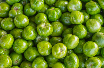 fresh farm picked green tomatoes as food background