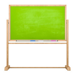 School blackboard, chalkboard, front view. 3D rendering isolated on transparent background