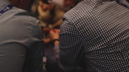 Group team of young people working together during contest competition, corporate business teamwork and solve the problem, company coworkers and colleagues, team members brainstorm, finding solution