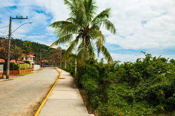rua principal da Praia da Saudade , Penha , Santa Catarina , Brasil