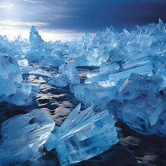 ice crystals with blue snow 