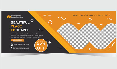 Travel agency social media Facebook cover template ,Travel Holiday agency facebook cover or social media , web banner, tour travel marketing, business promotion, vector illustrator with editable texts