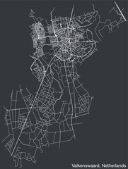 Detailed hand-drawn navigational urban street roads map of the Dutch city of VALKENSWAARD, NETHERLANDS with solid road lines and name tag on vintage background