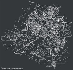 Detailed hand-drawn navigational urban street roads map of the Dutch city of OLDENZAAL, NETHERLANDS with solid road lines and name tag on vintage background