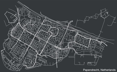 Detailed hand-drawn navigational urban street roads map of the Dutch city of PAPENDRECHT, NETHERLANDS with solid road lines and name tag on vintage background