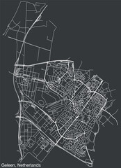 Detailed hand-drawn navigational urban street roads map of the Dutch city of GELEEN, NETHERLANDS with solid road lines and name tag on vintage background
