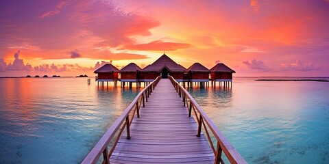 Obraz premium tropical paradise maldives style huts. 