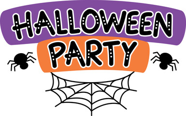halloween party lettering with spiders