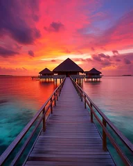 Keuken foto achterwand Bora Bora, Frans Polynesië tropical paradise maldives style huts. 
