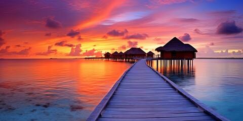 Obraz premium tropical paradise maldives style huts. 