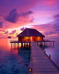 Obraz premium tropical paradise maldives style huts. 