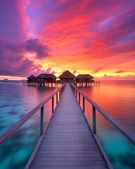 Obraz premium tropical paradise maldives style huts. 